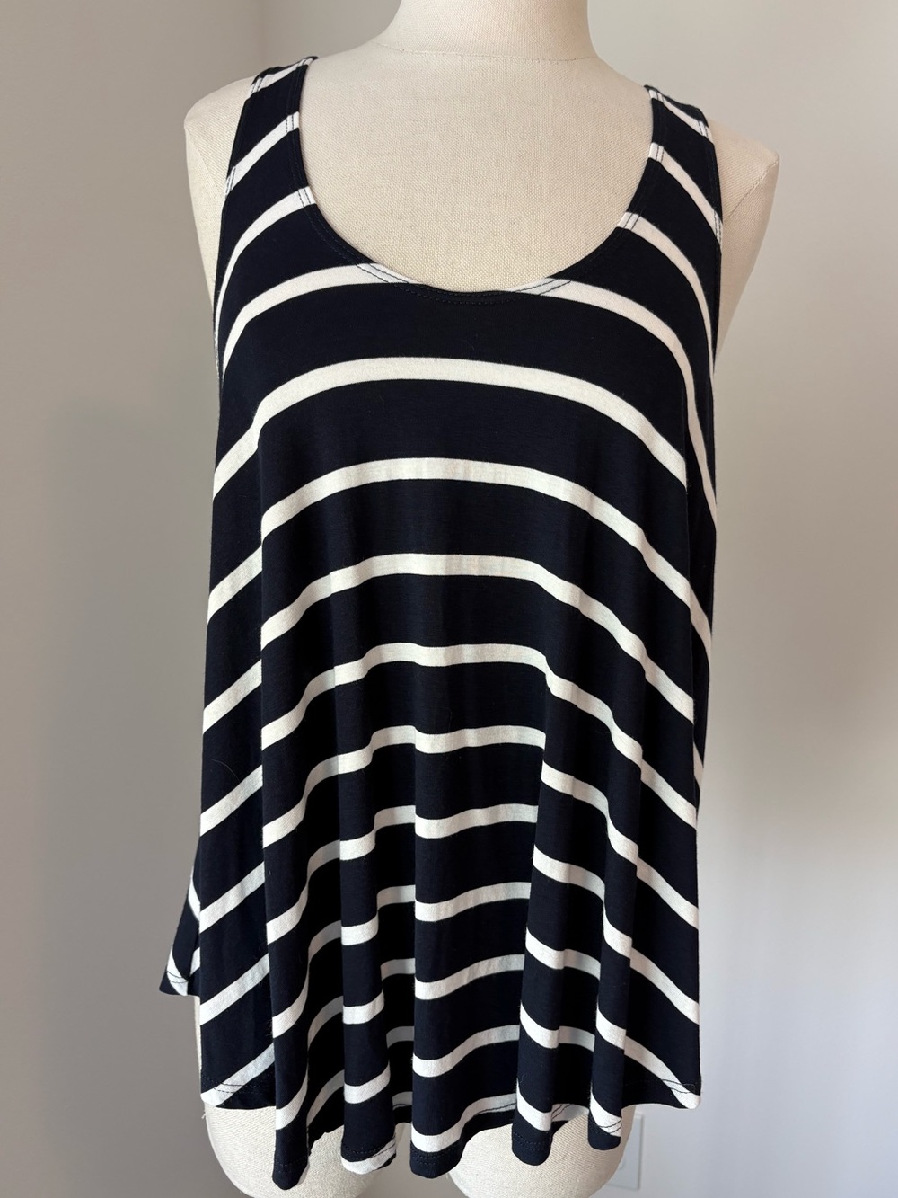 Navy & White Striped Tank - Large